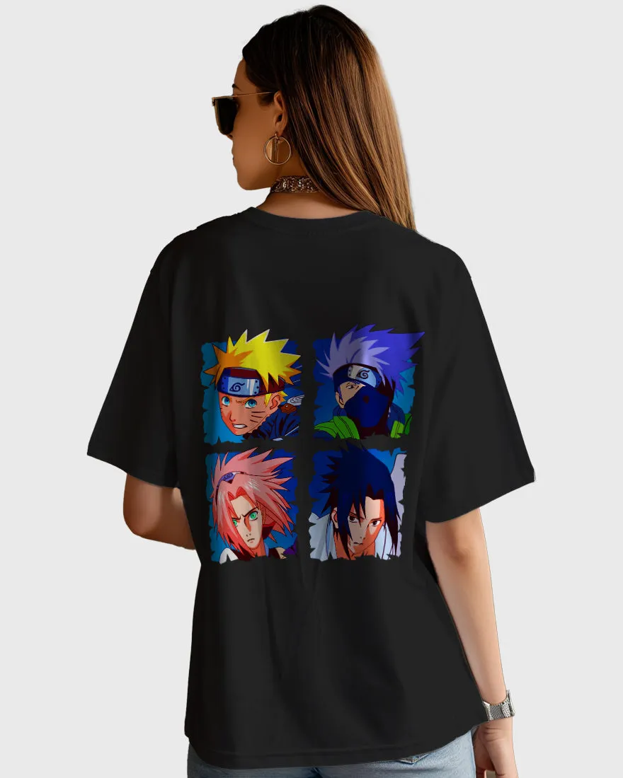 Womens Oversized TShirt Anime Naruto Team