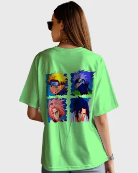 Womens Oversized TShirt Anime Naruto Team