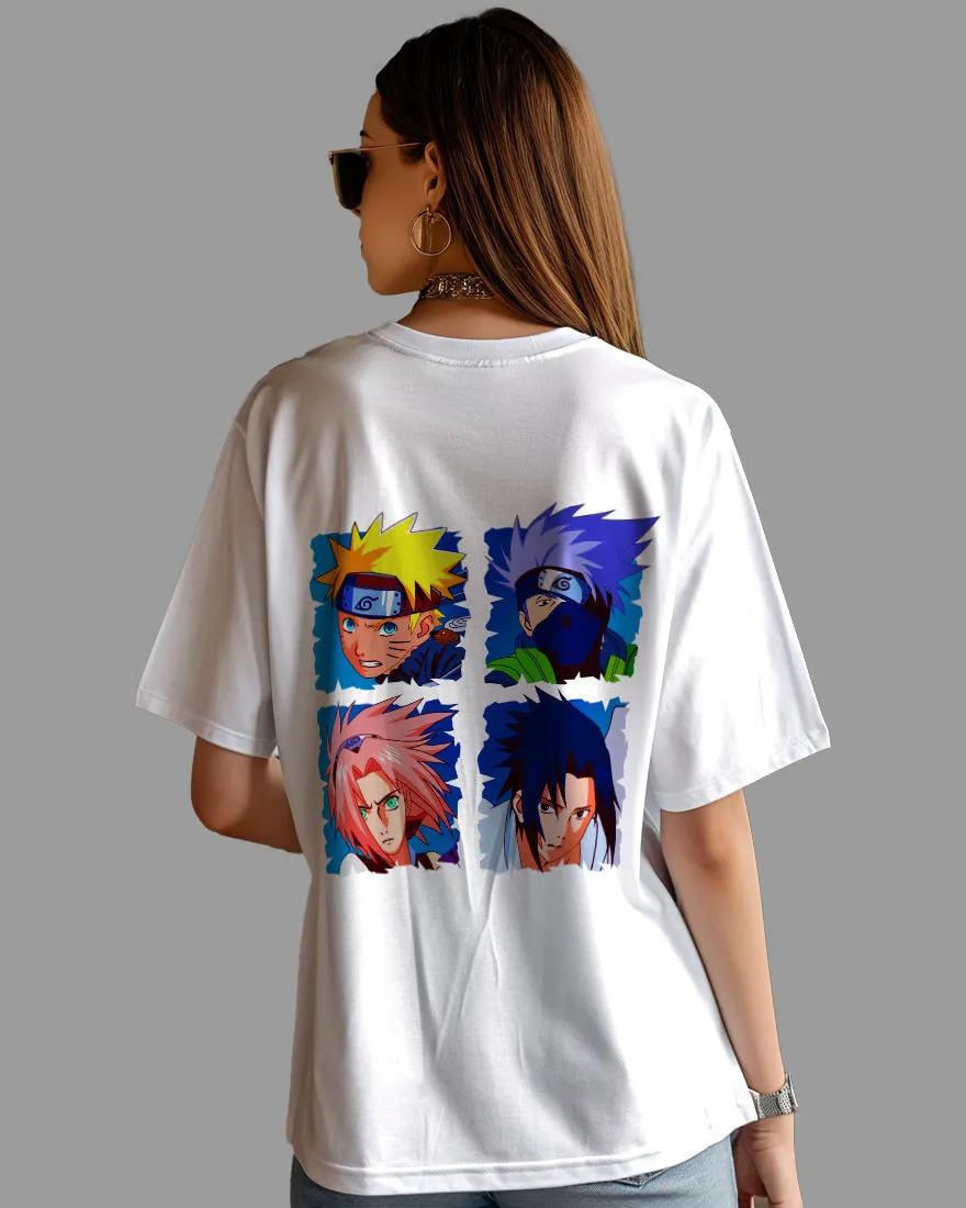 Womens Oversized TShirt Anime Naruto Team