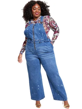 Women's Plus Size Denim Overall,Blue