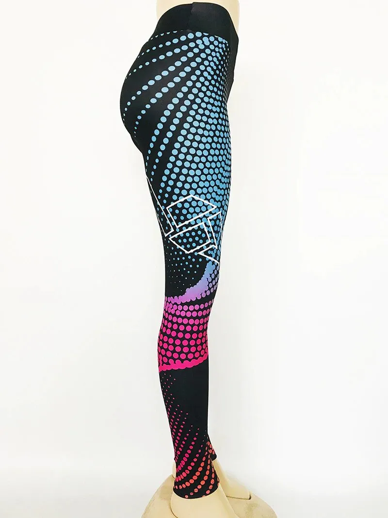 Women's Summer Workout Leggings With Fluorescent Elements