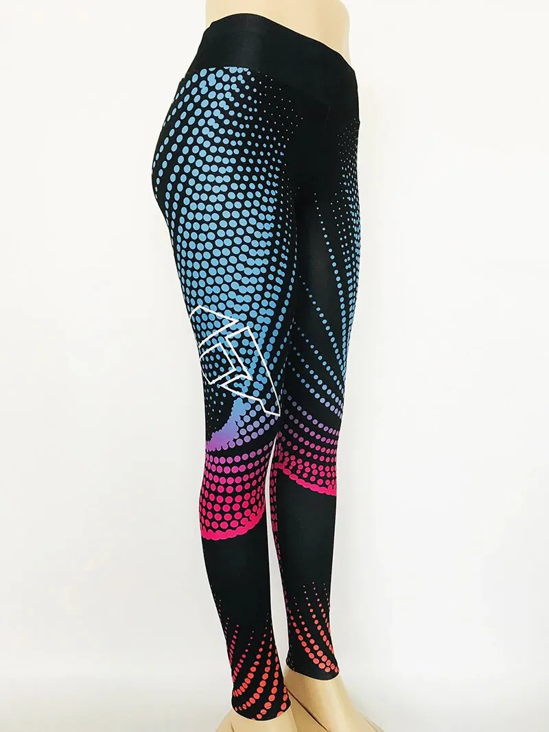 Women's Summer Workout Leggings With Fluorescent Elements