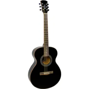 Woodstock 40" Solid Top Black Folk Guitar