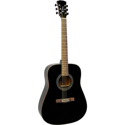 Woodstock 41" Solid Top Black Dreadnought Guitar