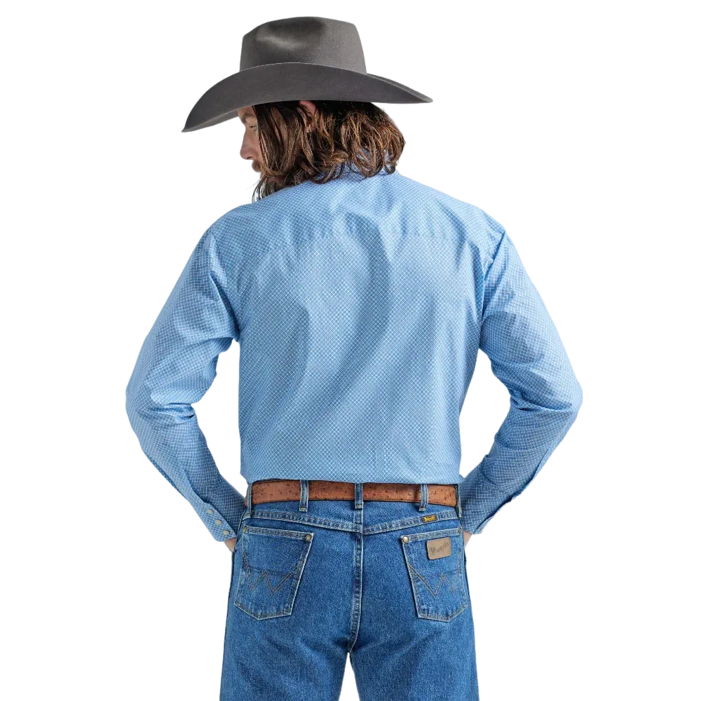 Wrangler Men's George Strait Long Sleeve Western Snap Blue Shirt
