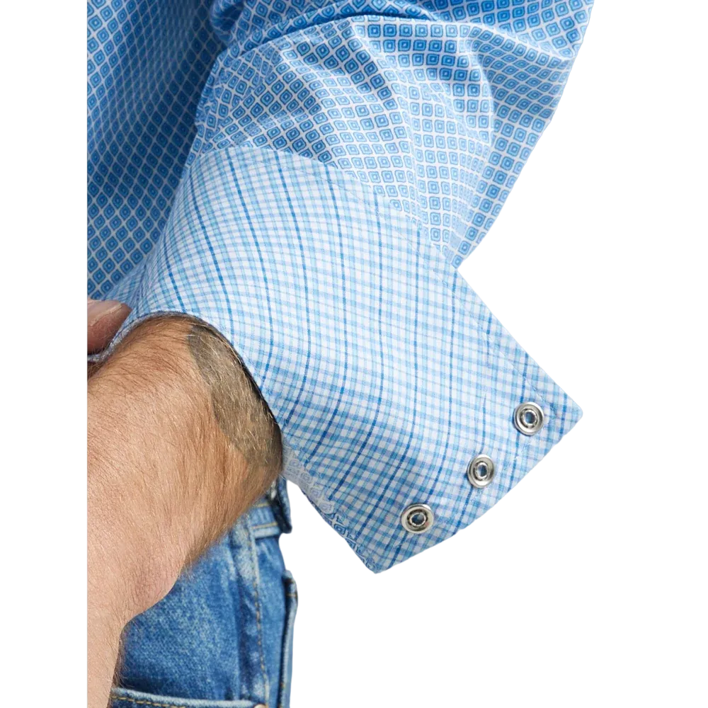 Wrangler Men's George Strait Long Sleeve Western Snap Blue Shirt