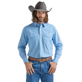 Wrangler Men's George Strait Long Sleeve Western Snap Blue Shirt
