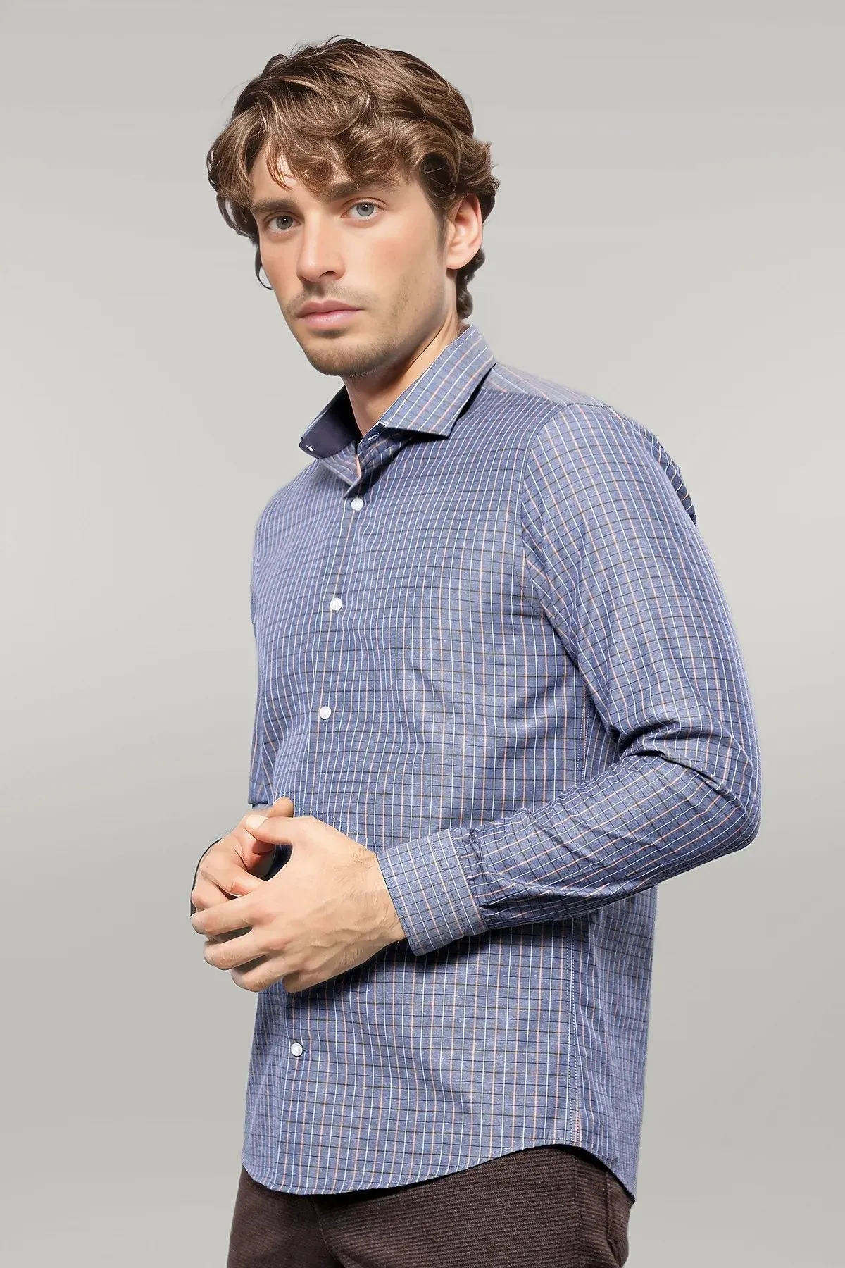 WSS Casual Grey Plaid Shirt  - Singen