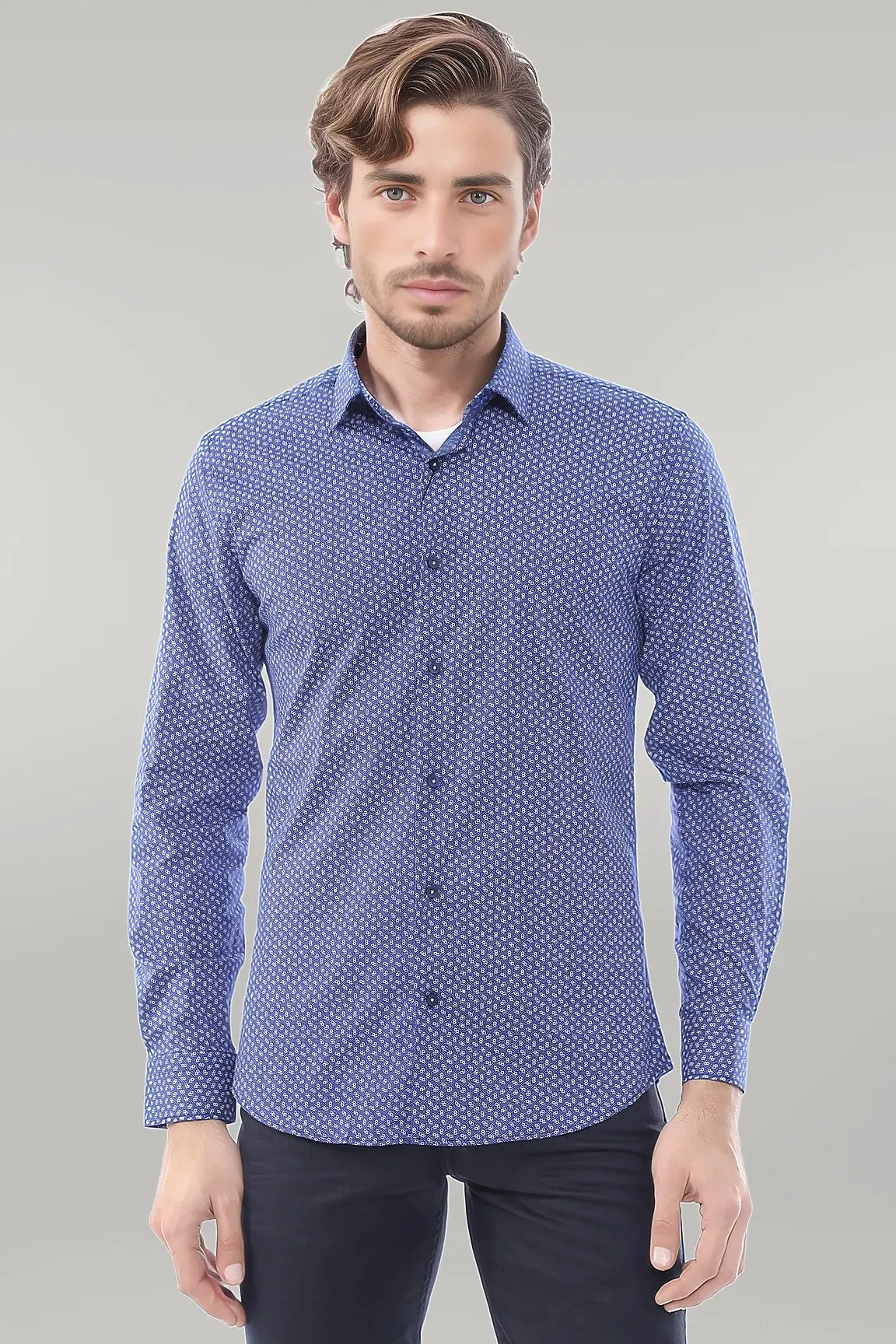 WSS Navy Blue Patterned Shirt  - Singen