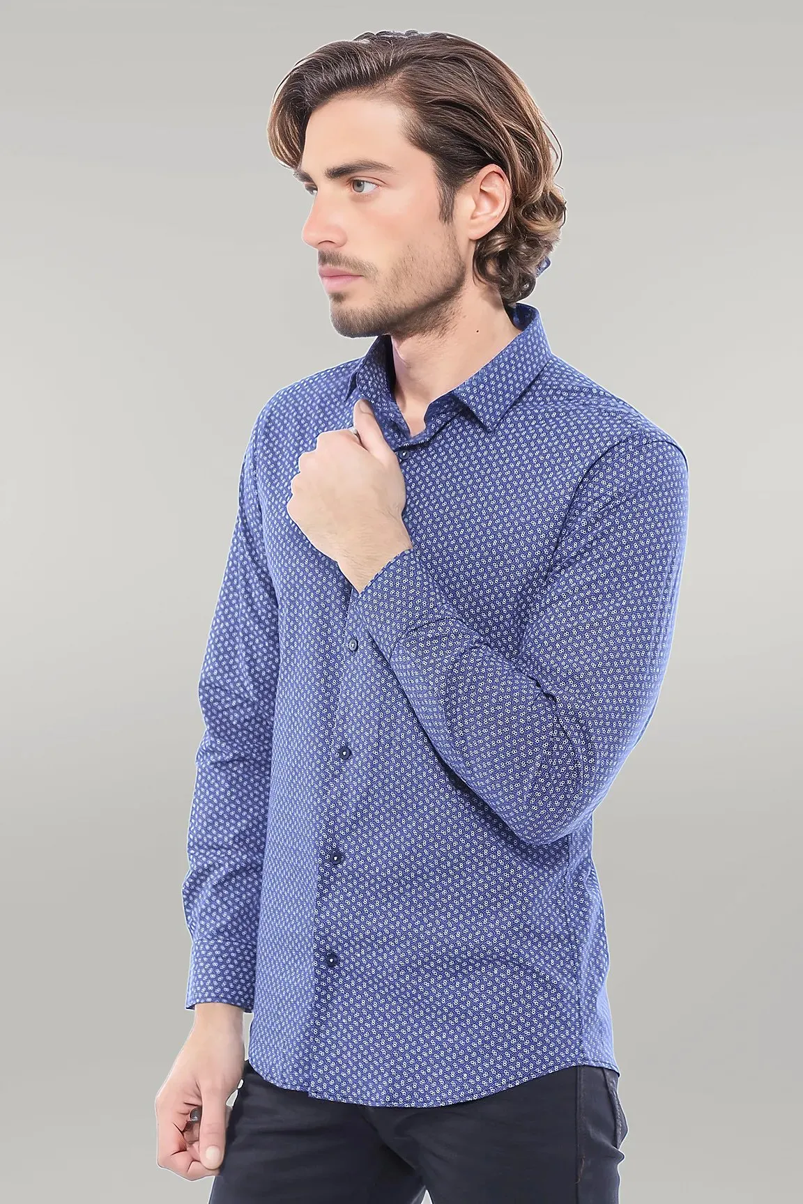 WSS Navy Blue Patterned Shirt  - Singen