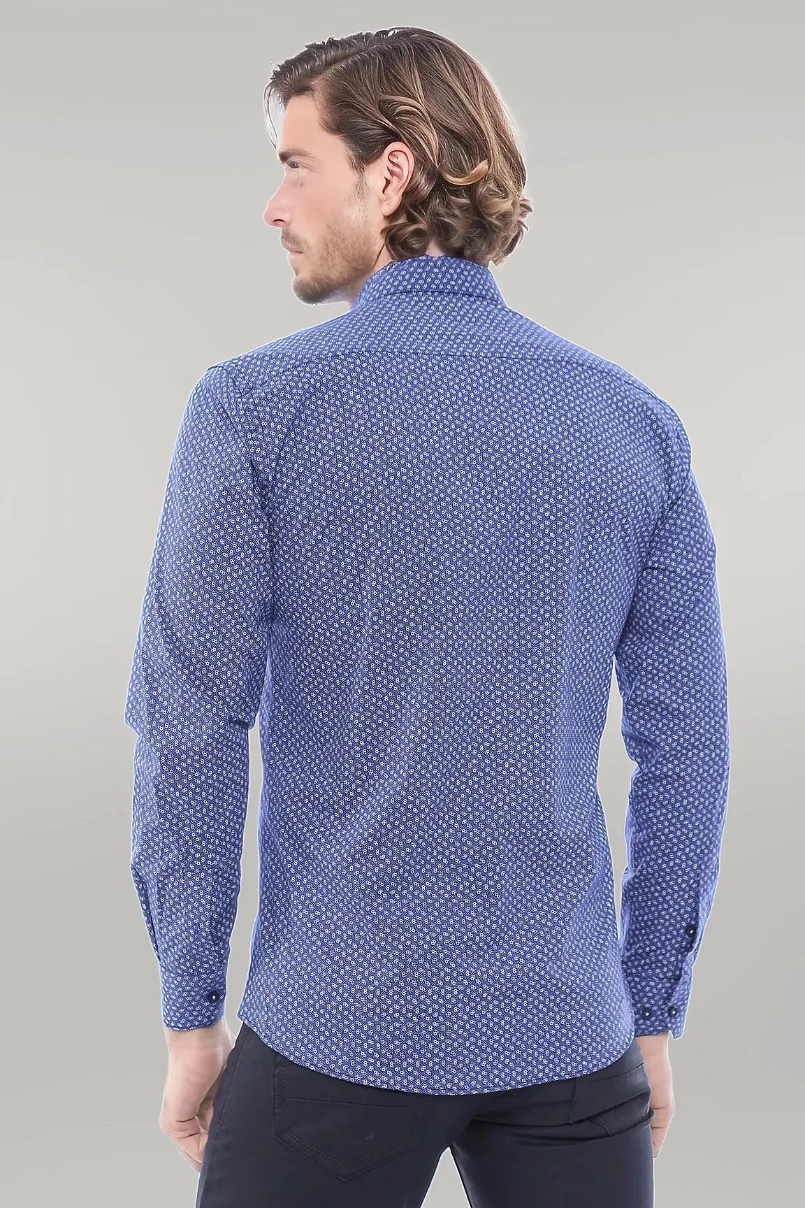 WSS Navy Blue Patterned Shirt  - Singen