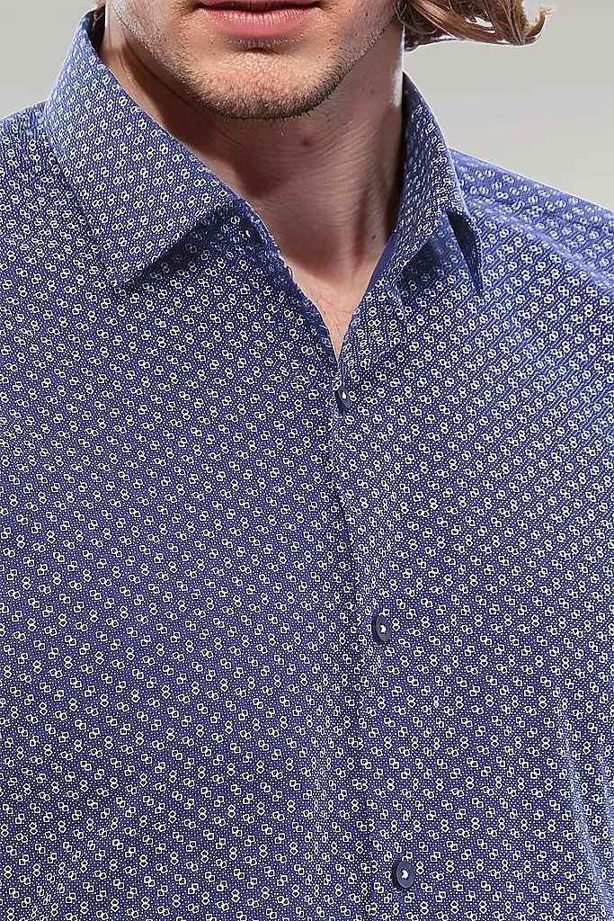 WSS Navy Blue Patterned Shirt  - Singen