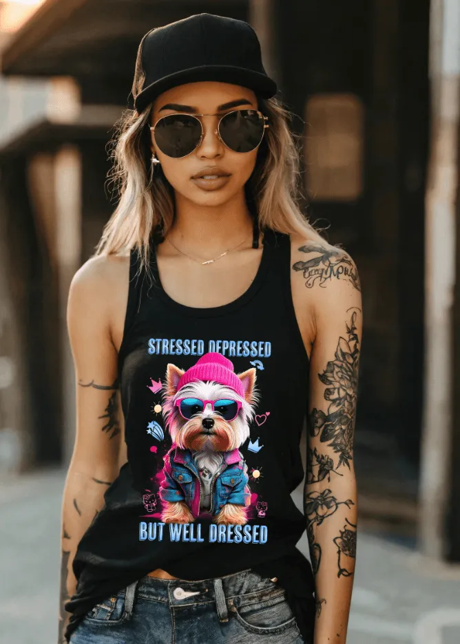 Yorkie Stressed Depressed  Art Tank Top | GM TM