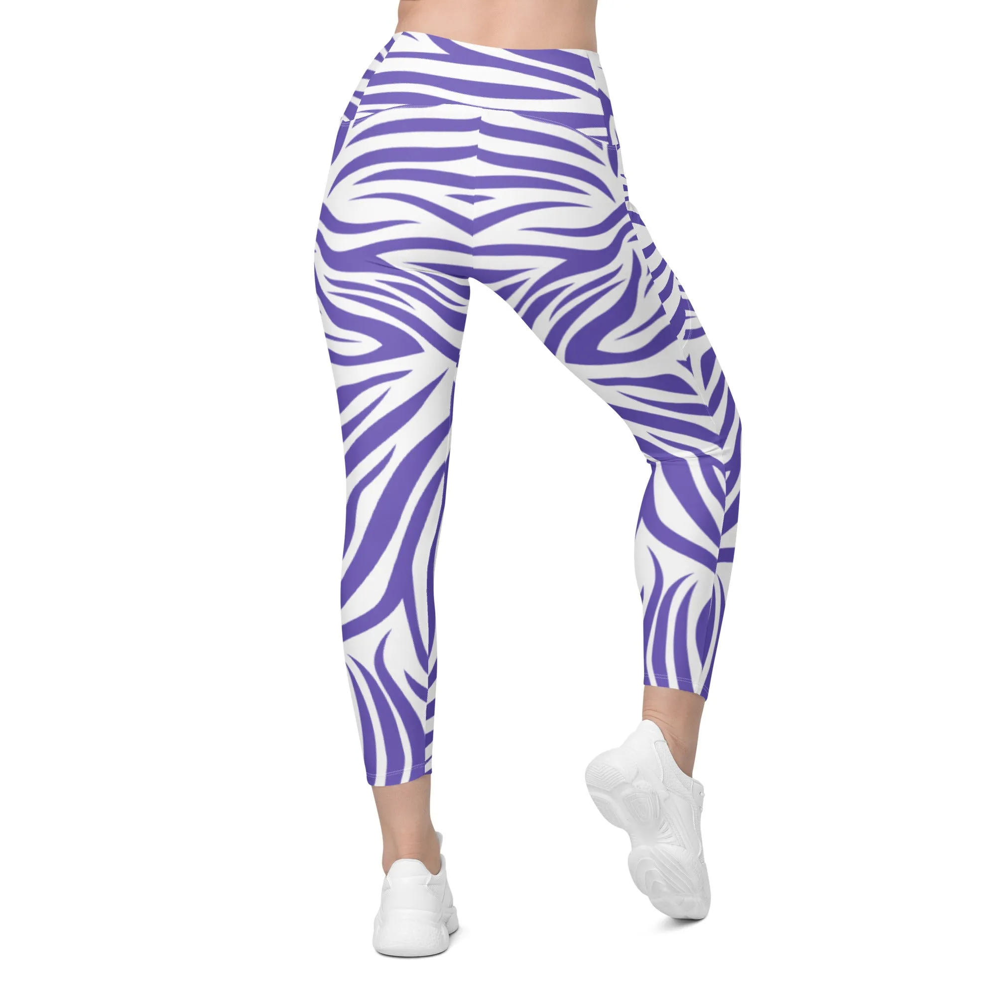 Zebra Print Crossover Leggings with Pockets, lioness-love