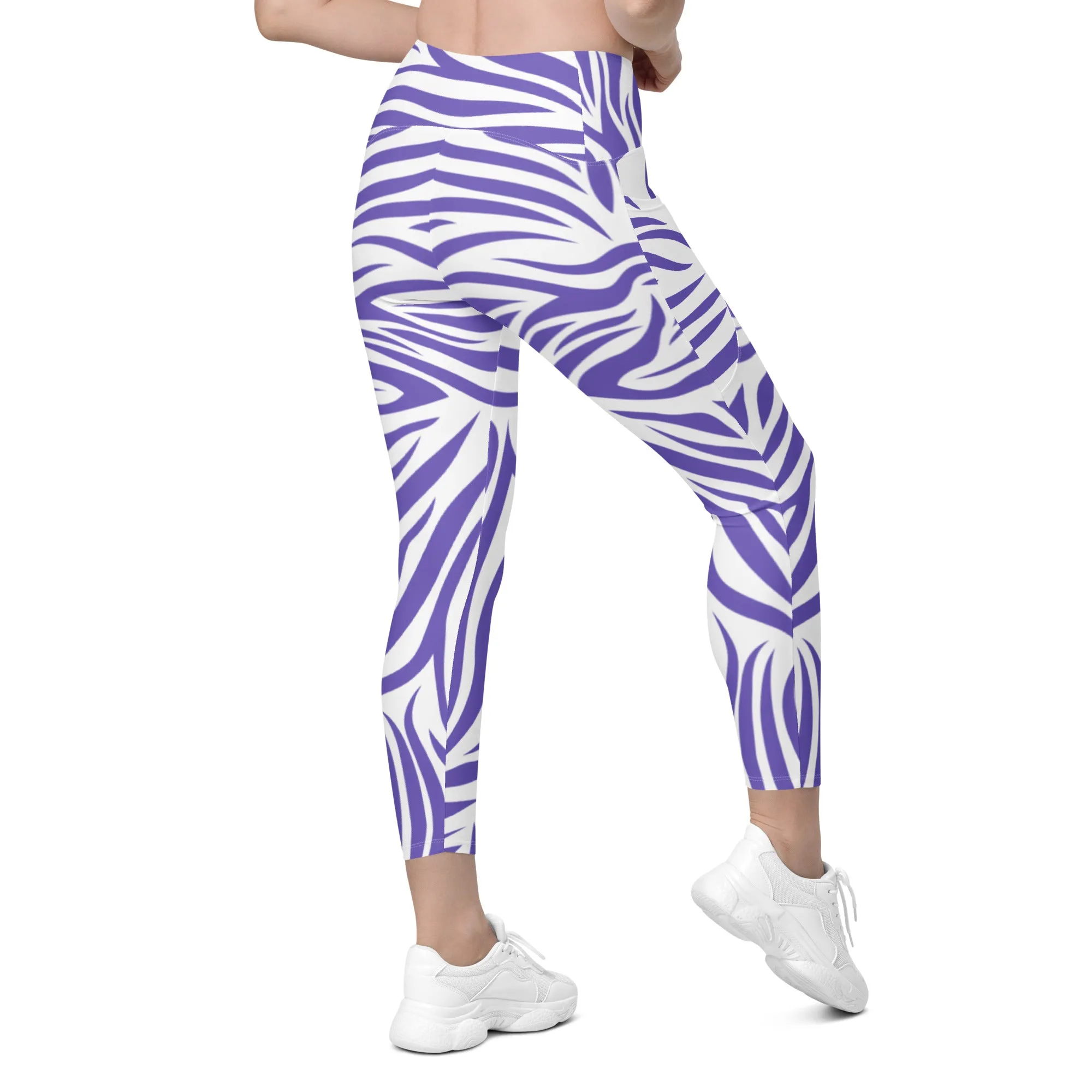 Zebra Print Crossover Leggings with Pockets, lioness-love