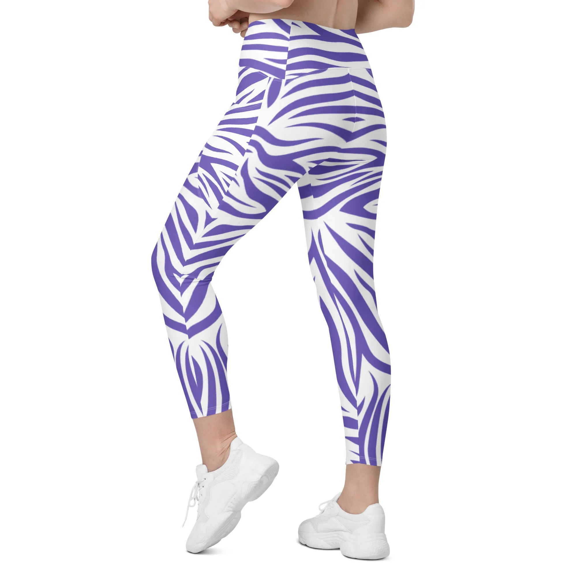 Zebra Print Crossover Leggings with Pockets, lioness-love